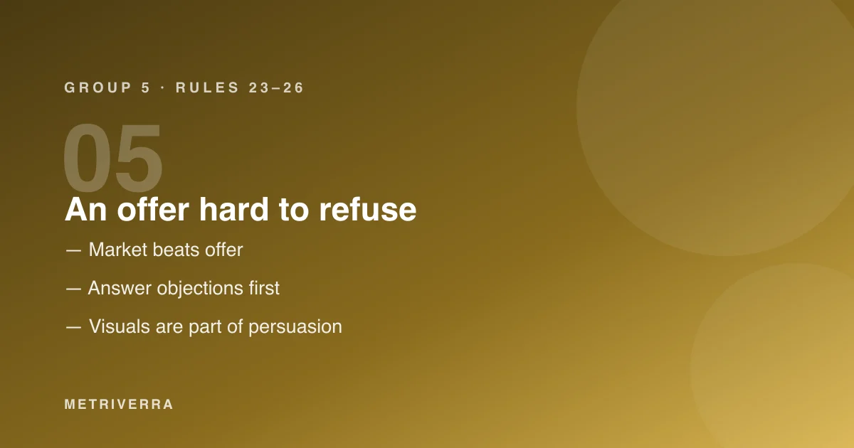 Group 5: an offer hard to refuse — rules twenty-three to twenty-six